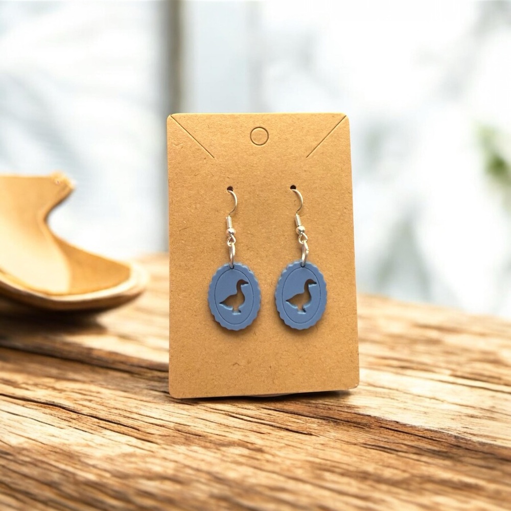 Vintage Goose Blue Oval Dangle Earrings